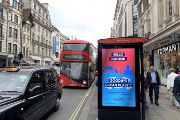 Our 'Hello London, Goodbye Ocean Plastic' public campaign on the streets of London