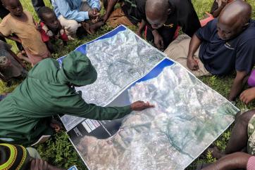 Participatory community mapping using very high resolution satellite imagery as part of Tacare process. Source: Lilian Pintea, the Jane Goodall Instittue 